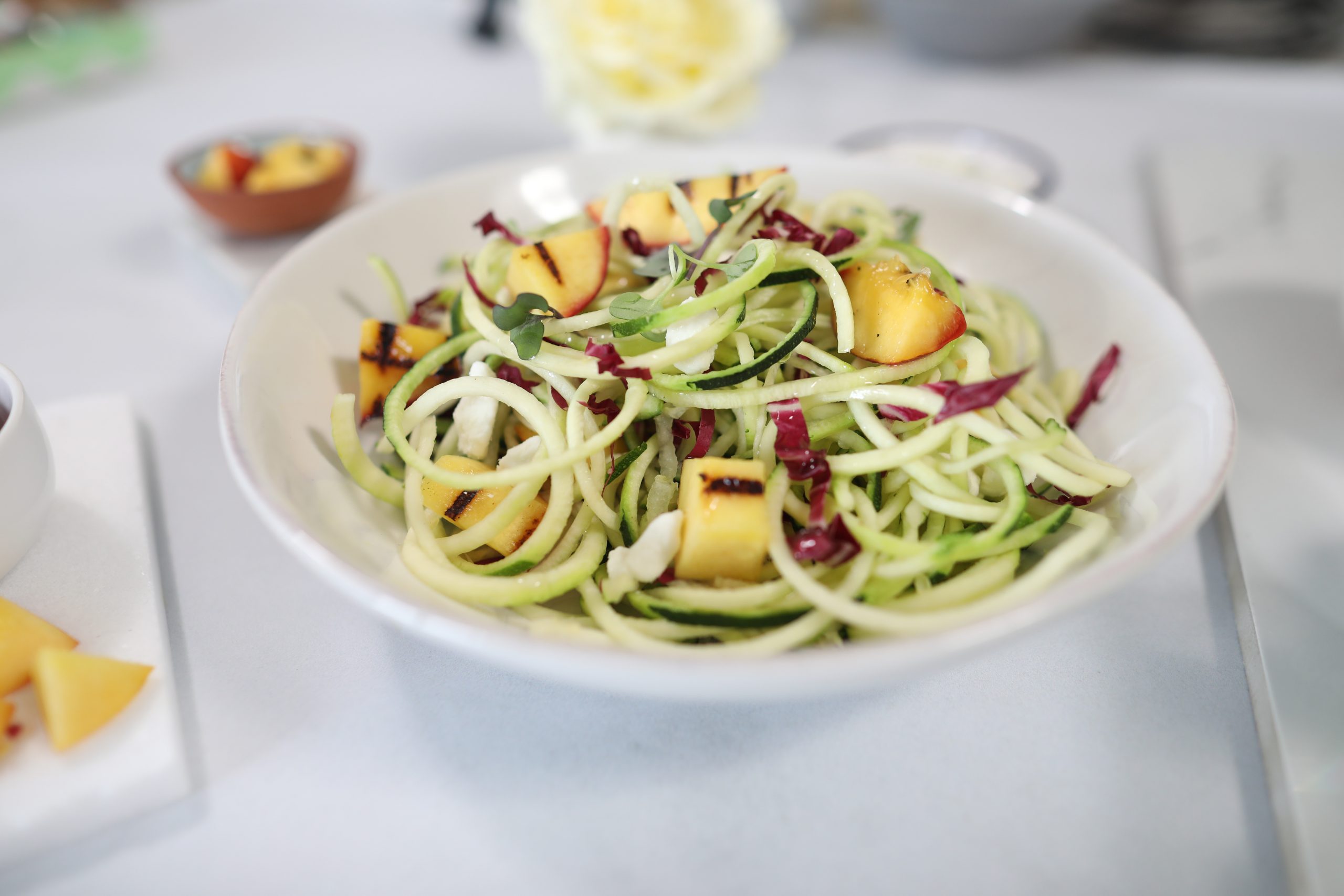 Grilled Peach Zucchini Spirals