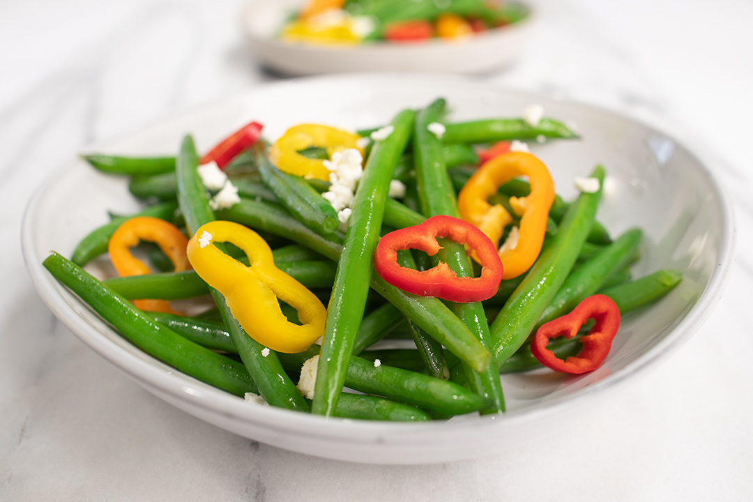 Green Beans With Mini Sweet Peppers And Feta