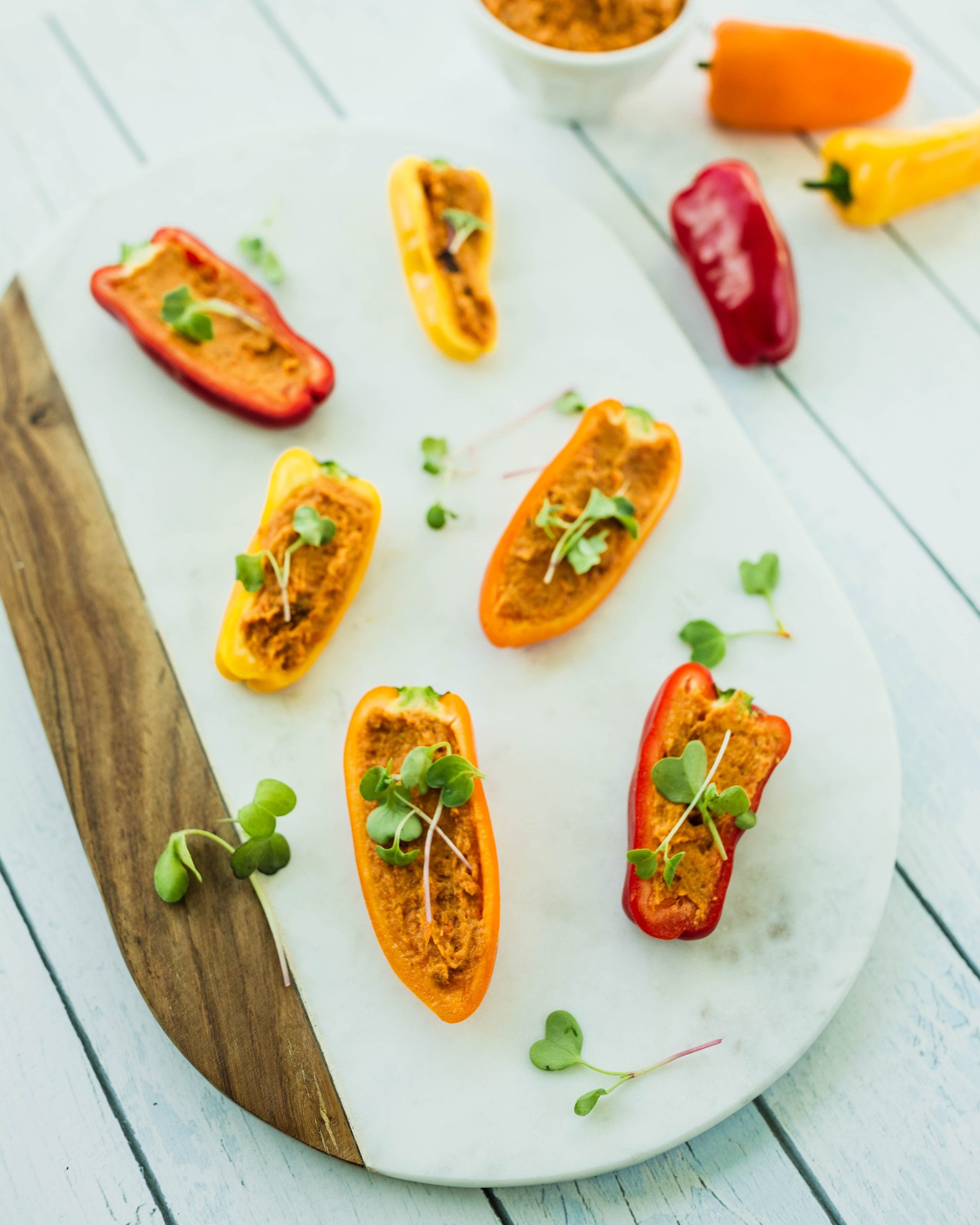 Hummus Stuffed Mini Sweet Pepper Bites