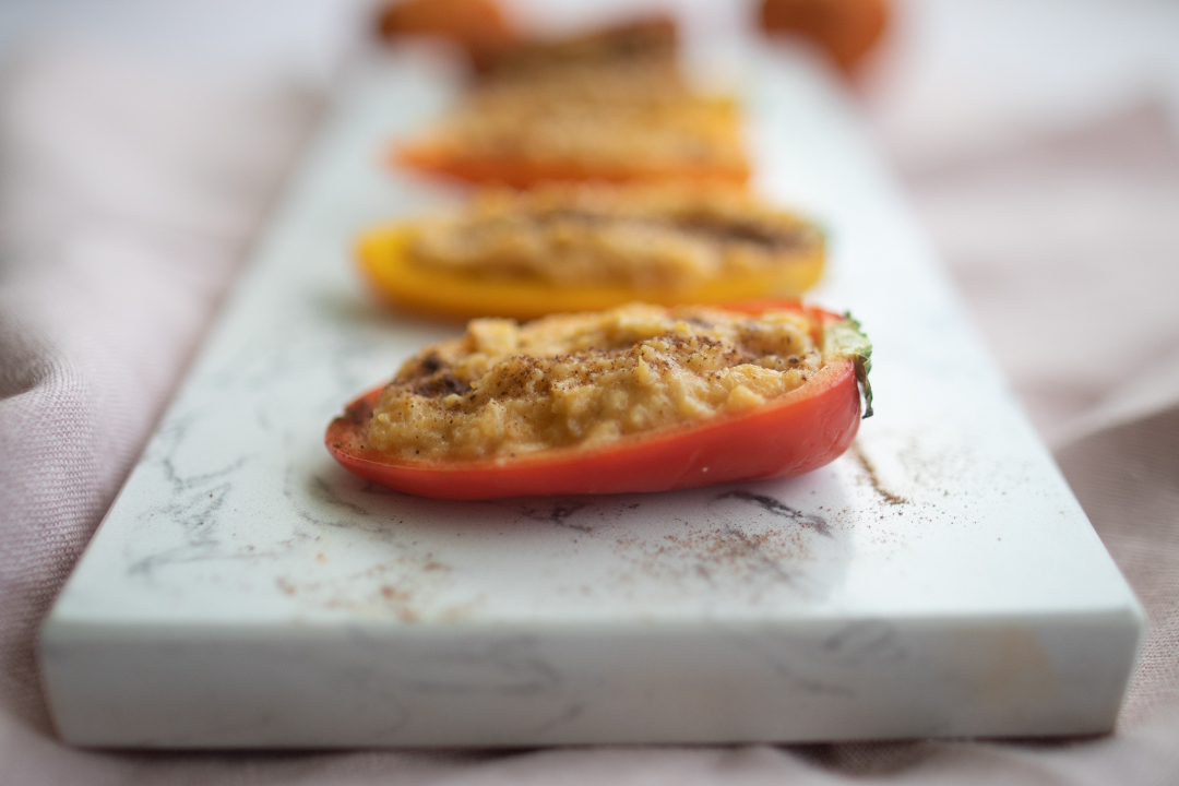 Pumpkin Hummus Stuffed Mini Sweet Peppers