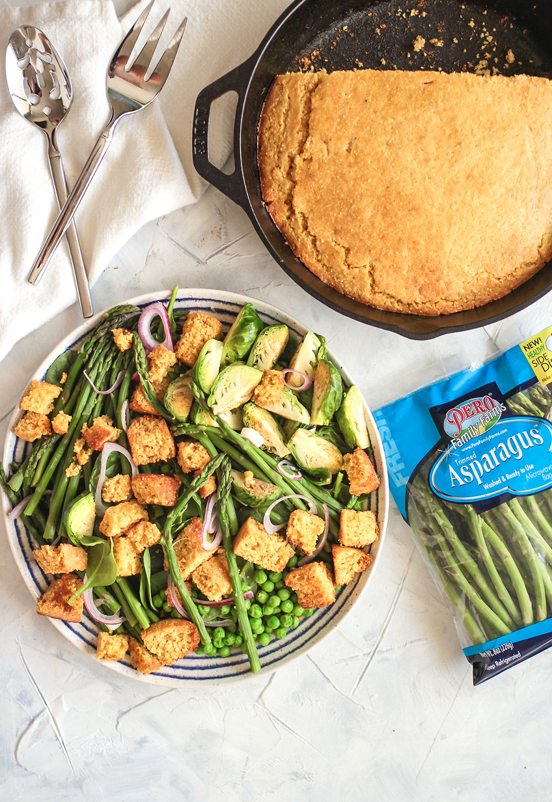 Asparagus Cornbread Panzanella Salad