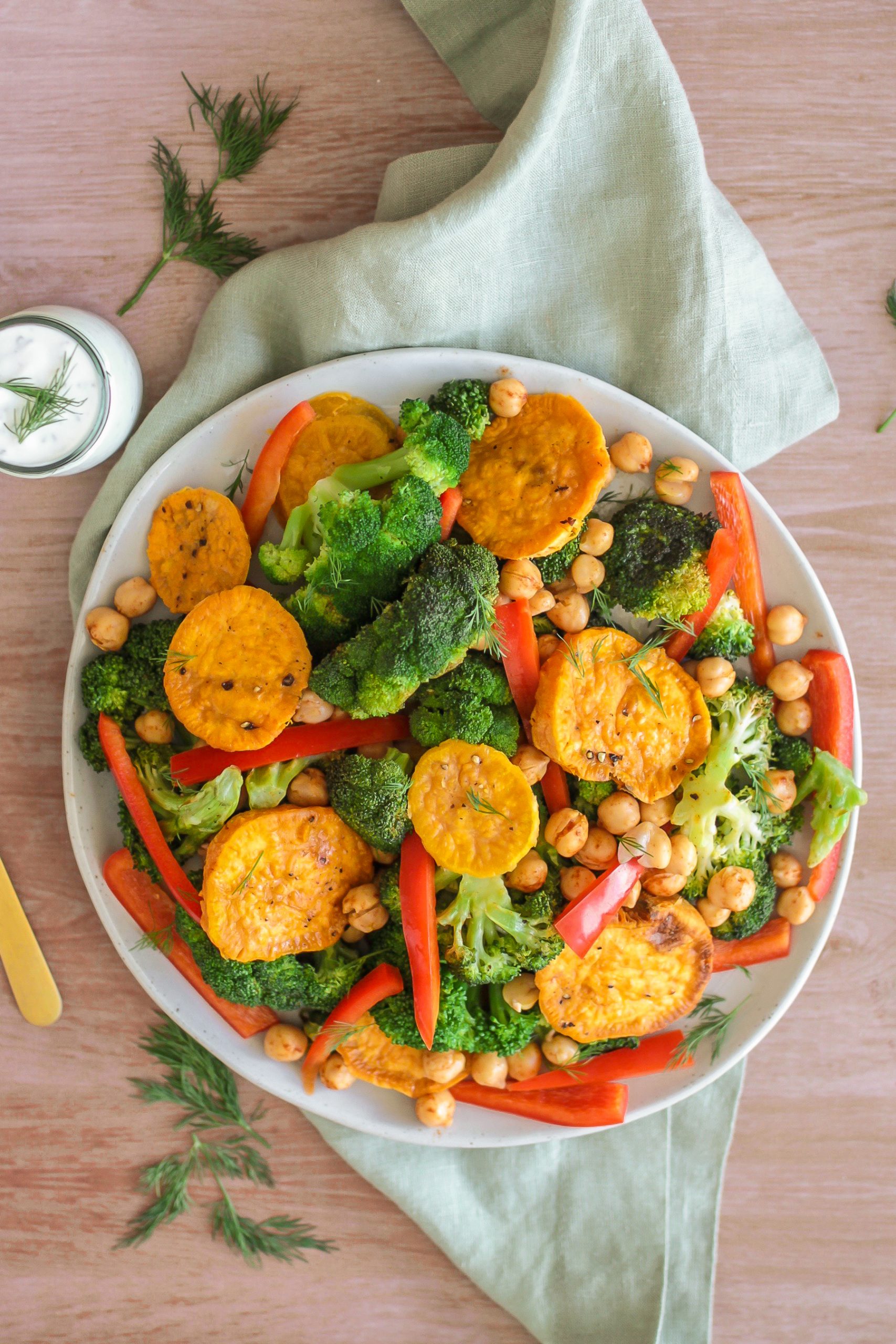 Roasted Broccoli Sweet Potato & Chickpeas