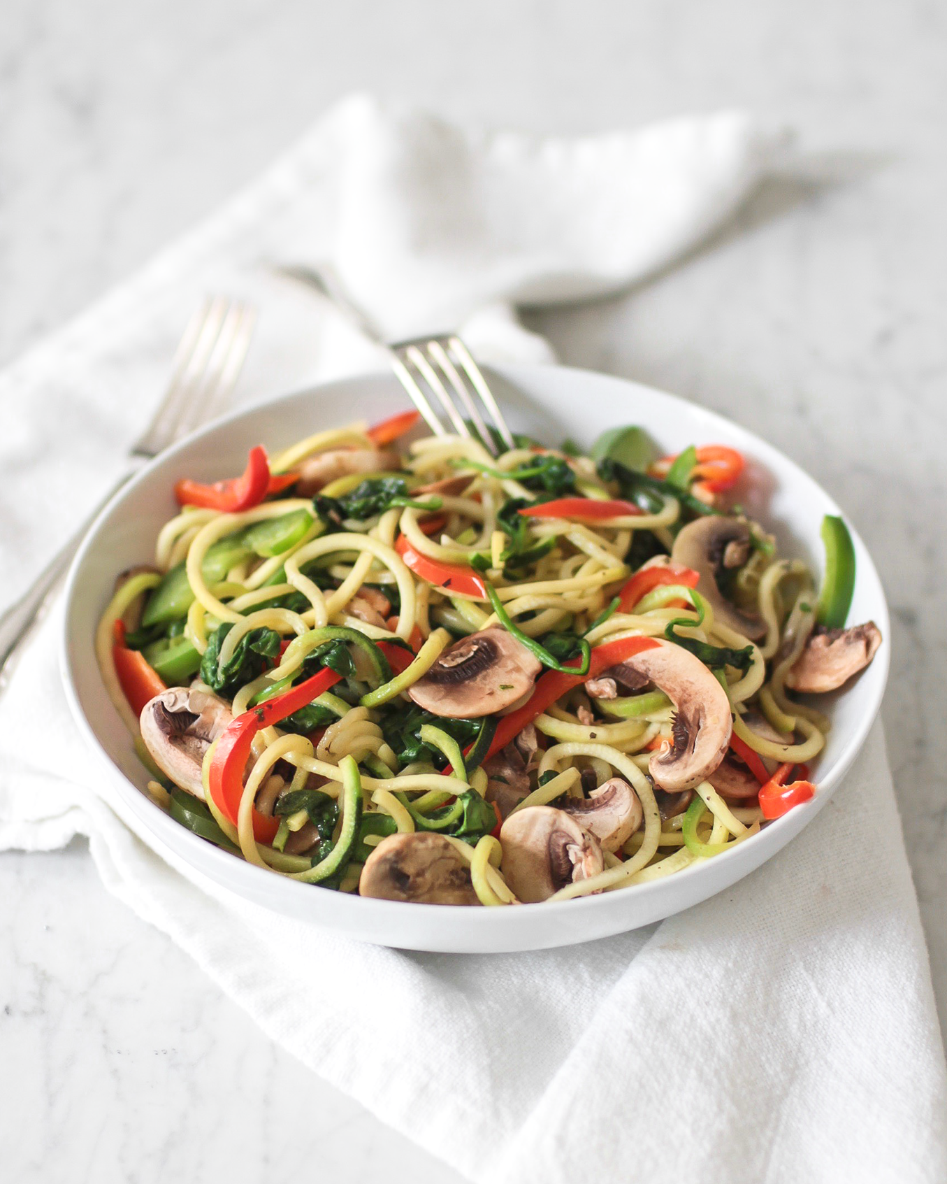 Zucchini Spiral Mushroom Stir Fry