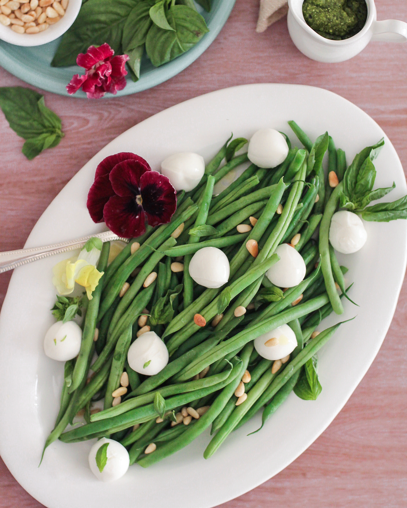 Pesto Mozzarella French Bean Salad