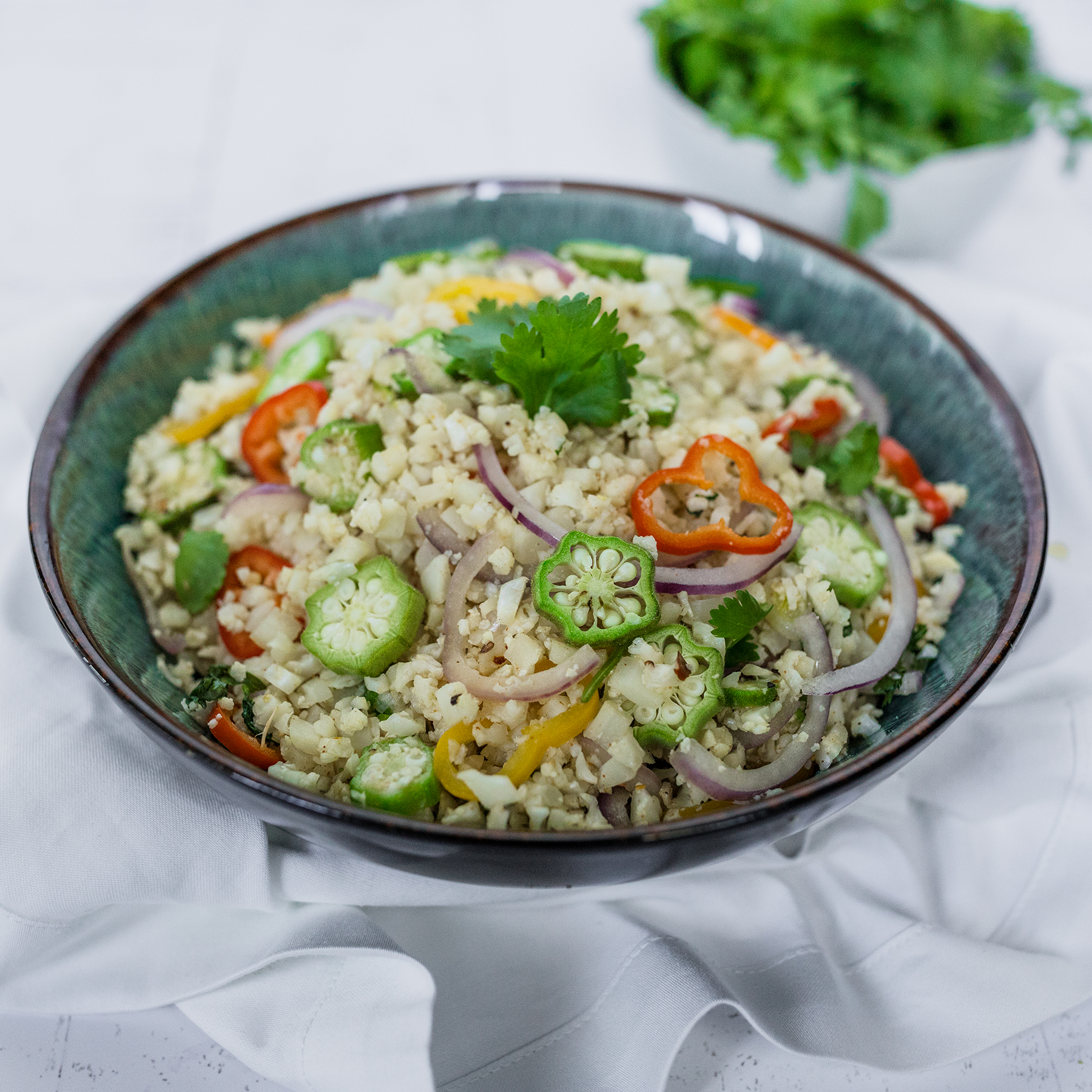 Cajun Riced Cauliflower with Okra