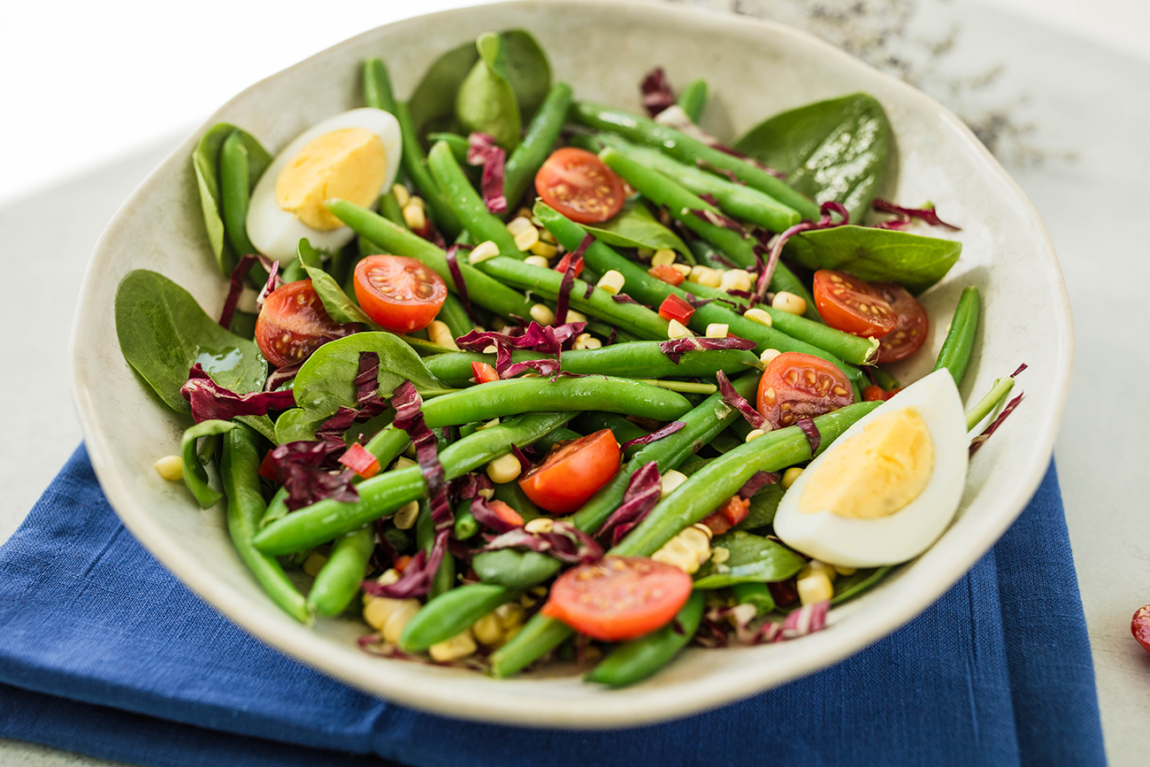 Spinach & Green Bean Salad with White Balsamic Dressing