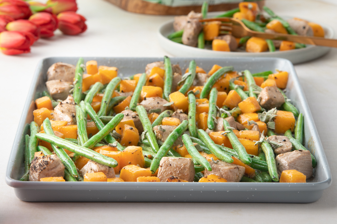 Maple-Glazed Pork with Green Beans & Butternut Squash