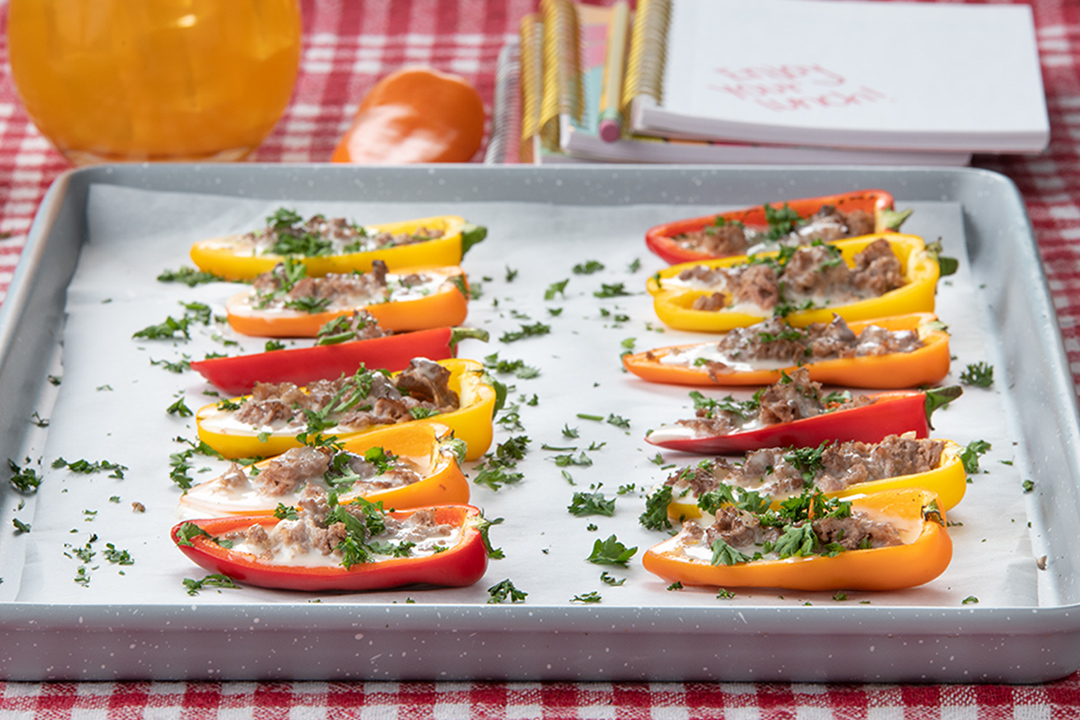 Philly Cheesesteak Stuffed Mini Sweet Peppers