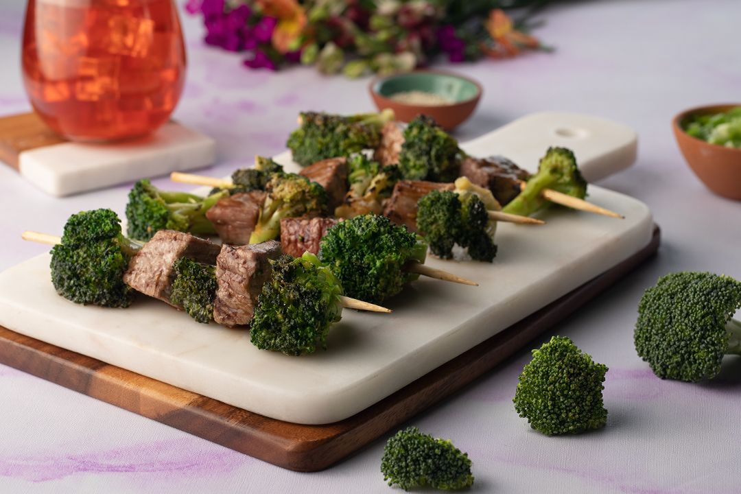 Korean Beef & Broccoli Skewers
