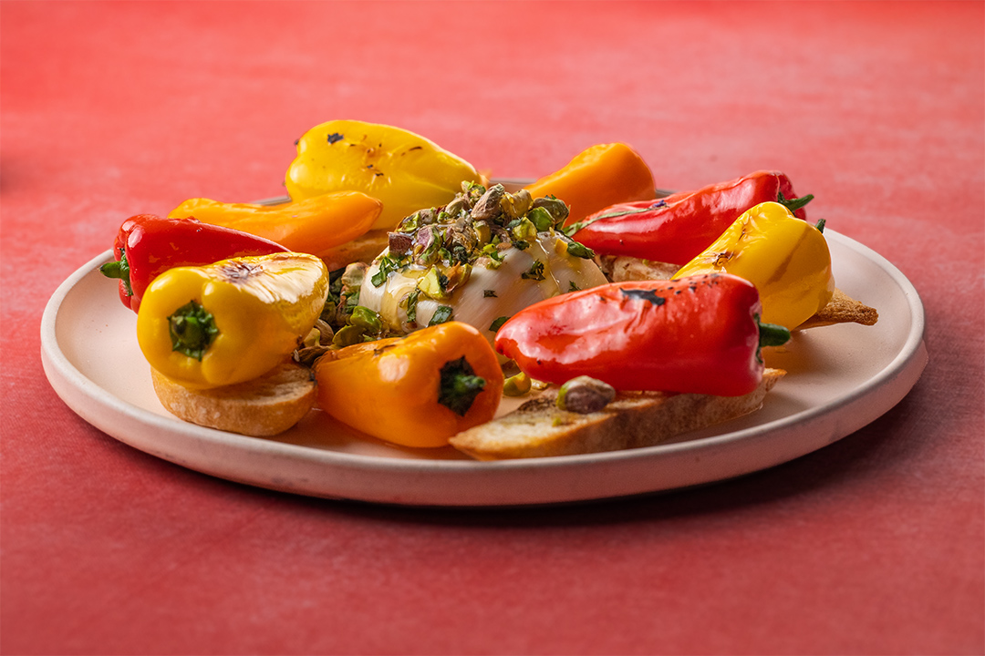 Roasted Mini Sweet Pepper Burrata Bomb