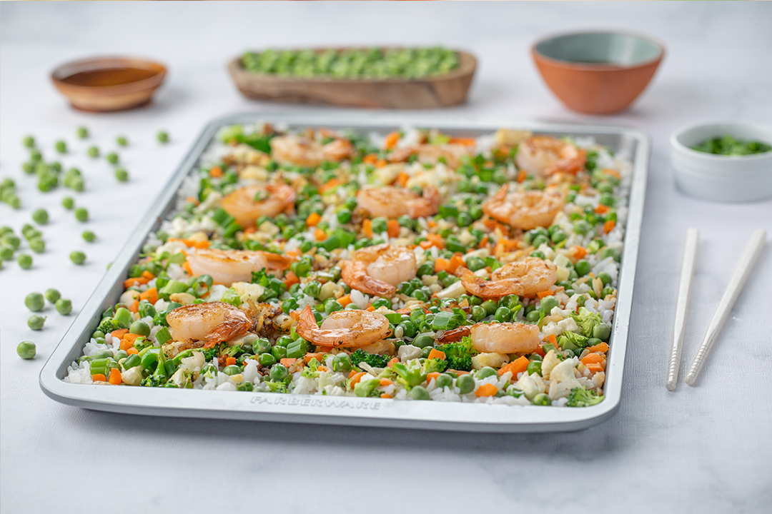 Sheet Pan Shrimp Fried Rice